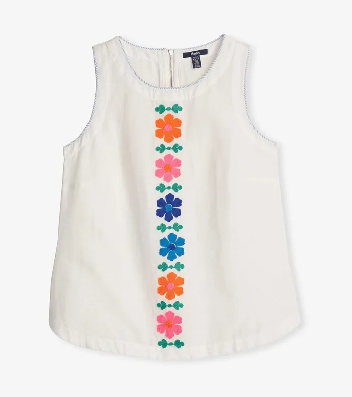 Hatley Tessa Tank Top 8211 Embroidered Flowers Women Tops