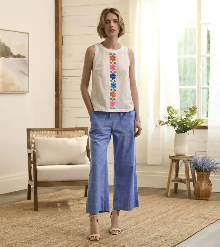 Hatley Tessa Tank Top 8211 Embroidered Flowers Women Tops