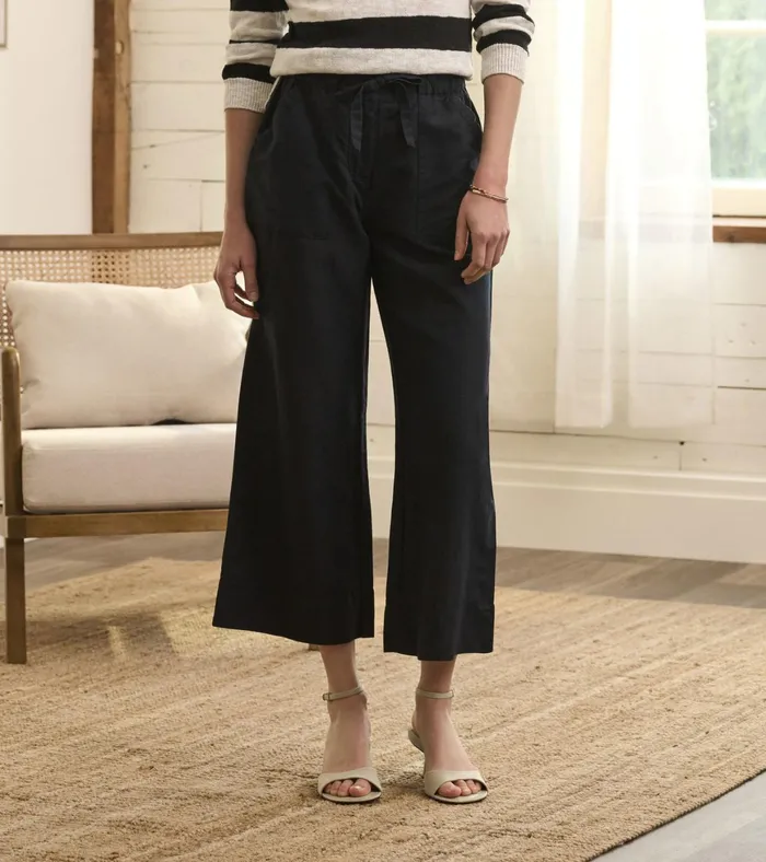 Hatley Tie Front Pants 8211 Caviar Linen Women Bottoms
