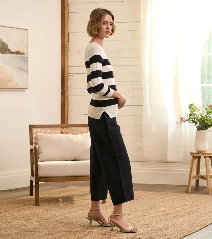 Hatley Tie Front Pants 8211 Caviar Linen Women Bottoms
