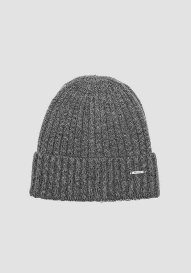 Hats Men Antony Morato Grey WoolBlend Knit Cap Anthracite