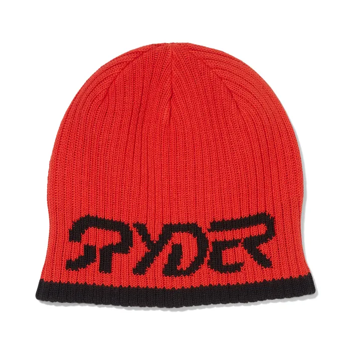 Hats Mens Spyder Logo Beanie 8211 Volcano