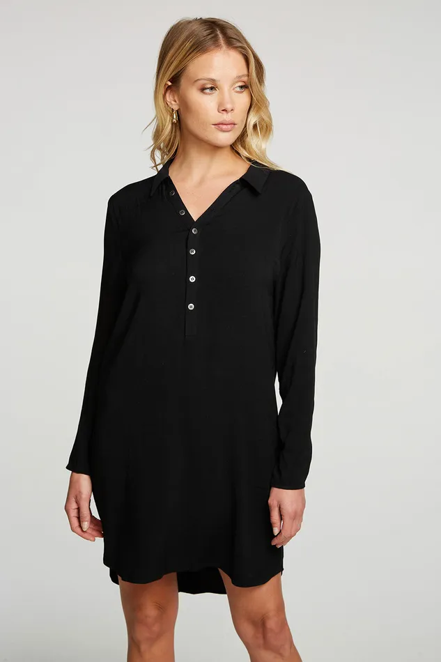 Heirloom Wovens Long Sleeve Button Down Shirttail Mini Shirt Dresses Chaser Brand Womens