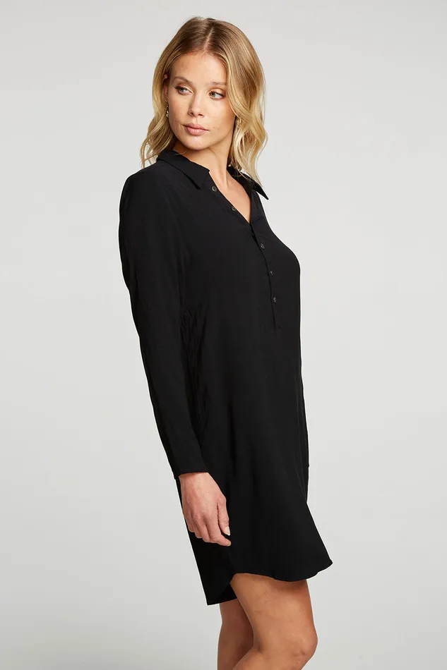 Heirloom Wovens Long Sleeve Button Down Shirttail Mini Shirt Dresses Chaser Brand Womens