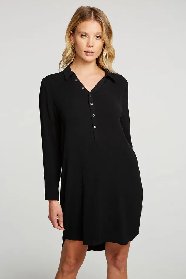 Heirloom Wovens Long Sleeve Button Down Shirttail Mini Shirt Dresses Chaser Brand Womens