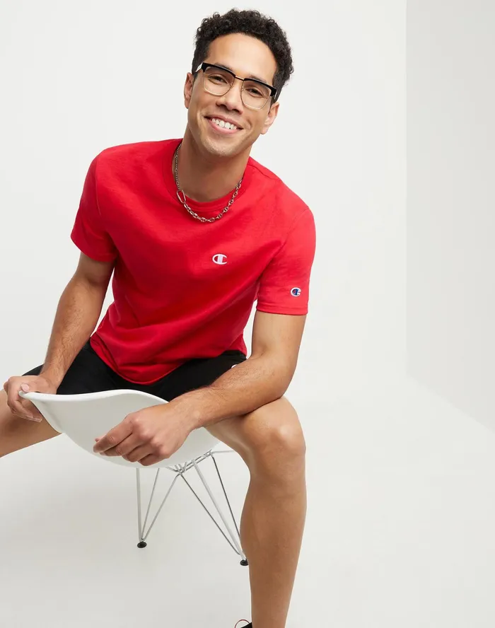 Heritage ShortSleeve TShirt C Logo Team Red Scarlet Men Champion TShirts and Tops