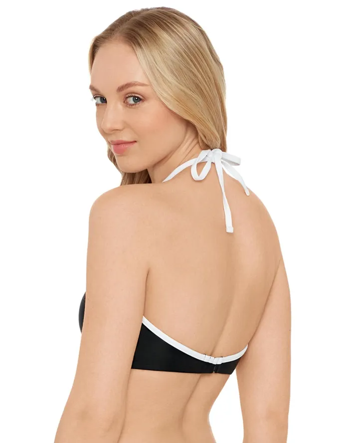 HighNeck Bathing Suit Top C Logo Black Women Champion Swimwear