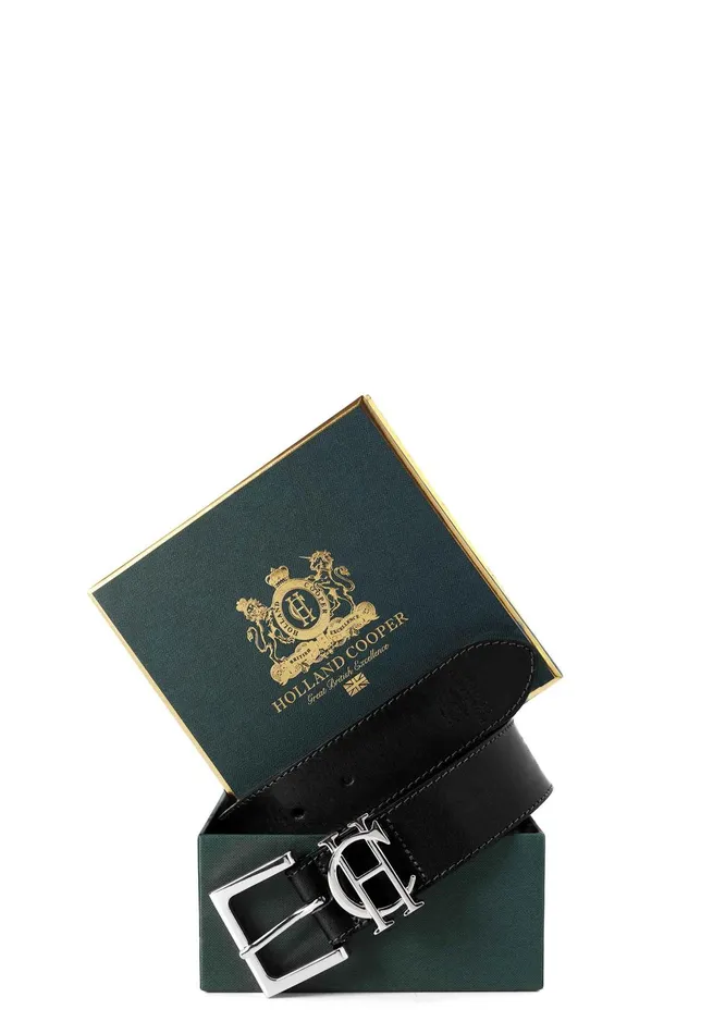 Holland Cooper Belts Women HC Classic Logo Belt Black Silver