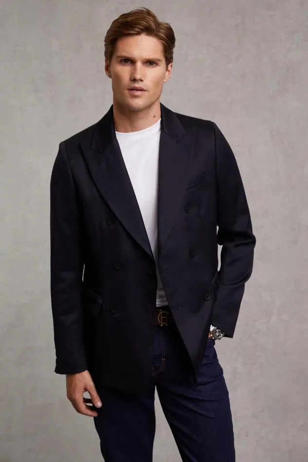 Holland Cooper Blazers Men The Double Breasted Blazer Navy Barathea Holland Cooper Blazers Men The Double Breasted Blazer Navy Barathea