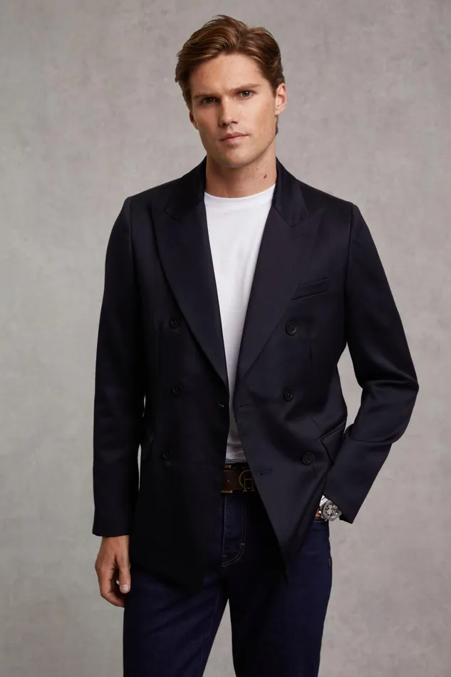 Holland Cooper Blazers Men The Double Breasted Blazer Navy Barathea Holland Cooper Blazers Men The Double Breasted Blazer Navy Barathea