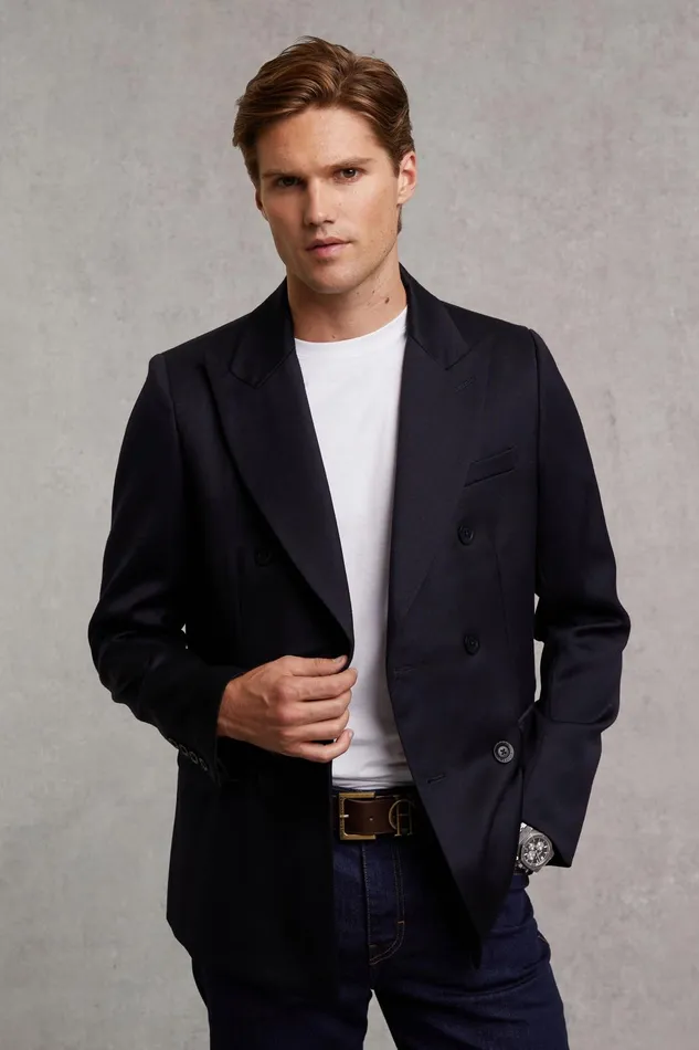 Holland Cooper Blazers Men The Double Breasted Blazer Navy Barathea Holland Cooper Blazers Men The Double Breasted Blazer Navy Barathea