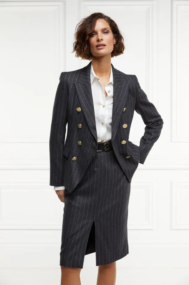 Holland Cooper Blazers Women Knightsbridge Blazer Charcoal Pinstripe