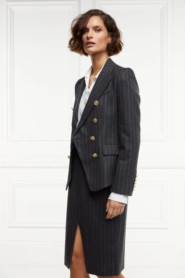 Holland Cooper Blazers Women Knightsbridge Blazer Charcoal Pinstripe