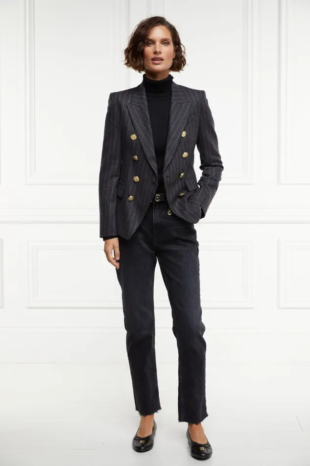Holland Cooper Blazers Women Knightsbridge Blazer Charcoal Pinstripe