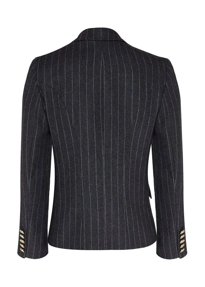 Holland Cooper Blazers Women Knightsbridge Blazer Charcoal Pinstripe