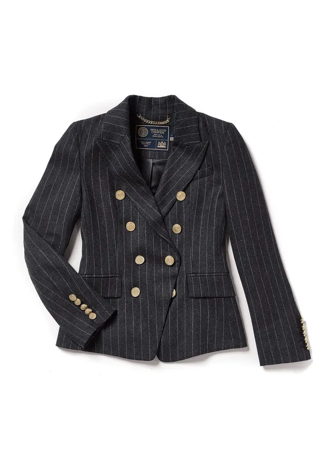 Holland Cooper Blazers Women Knightsbridge Blazer Charcoal Pinstripe