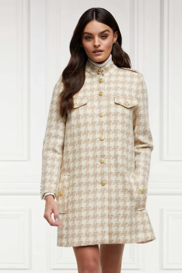 Holland Cooper Capes Women Highbury Cape Coat Camel Houndstooth