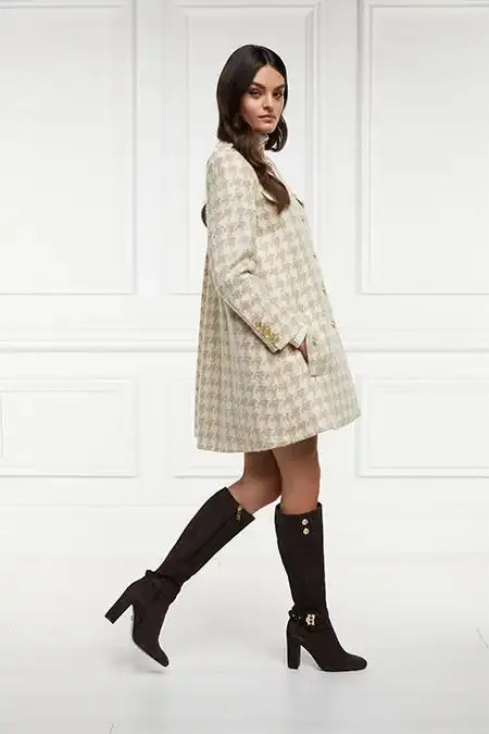 Holland Cooper Capes Women Highbury Cape Coat Camel Houndstooth