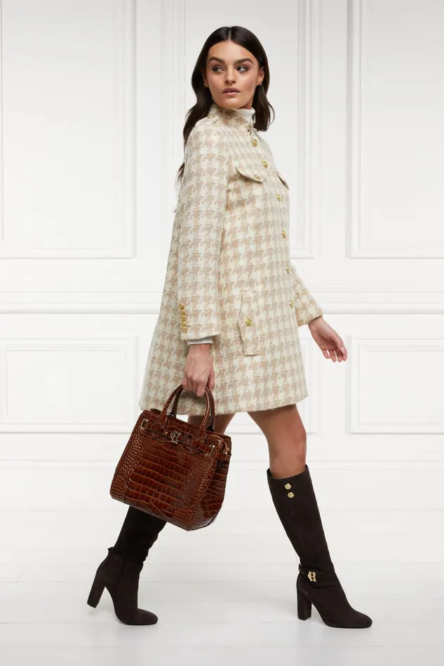 Holland Cooper Capes Women Highbury Cape Coat Camel Houndstooth
