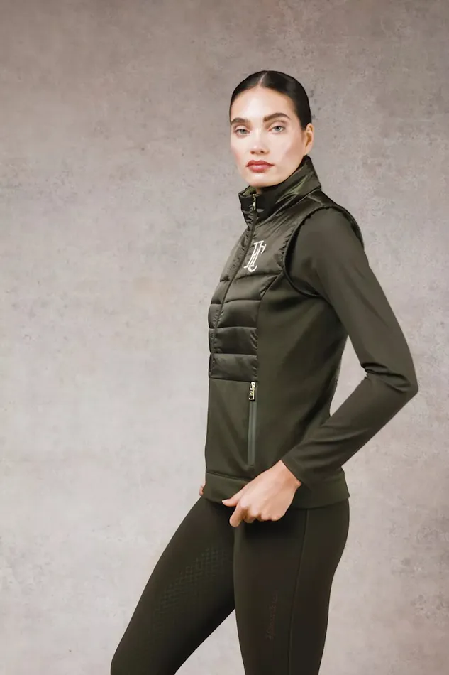 Holland Cooper Gilets Women Hybrid Gilet Khaki Holland Cooper Gilets Women Hybrid Gilet Khaki
