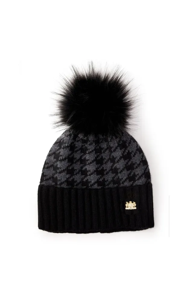 Holland Cooper Hats and Headbands Women Heritage Bobble Hat Grey Houndstoooth