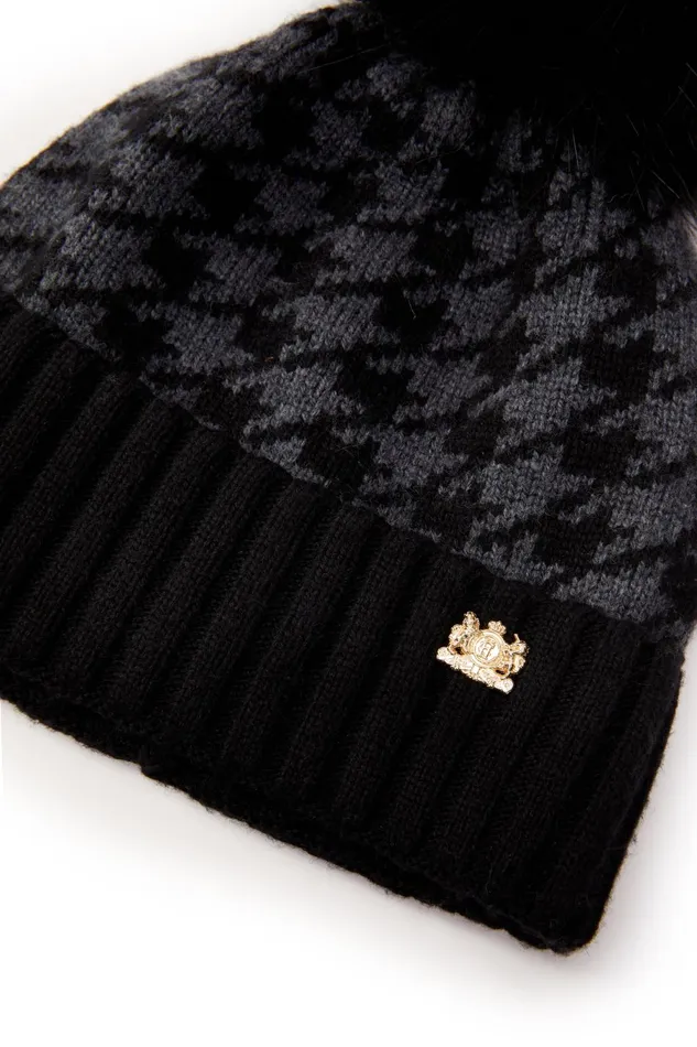 Holland Cooper Hats and Headbands Women Heritage Bobble Hat Grey Houndstoooth Holland Cooper Hats and Headbands Women Heritage Bobble Hat Grey Houndstoooth