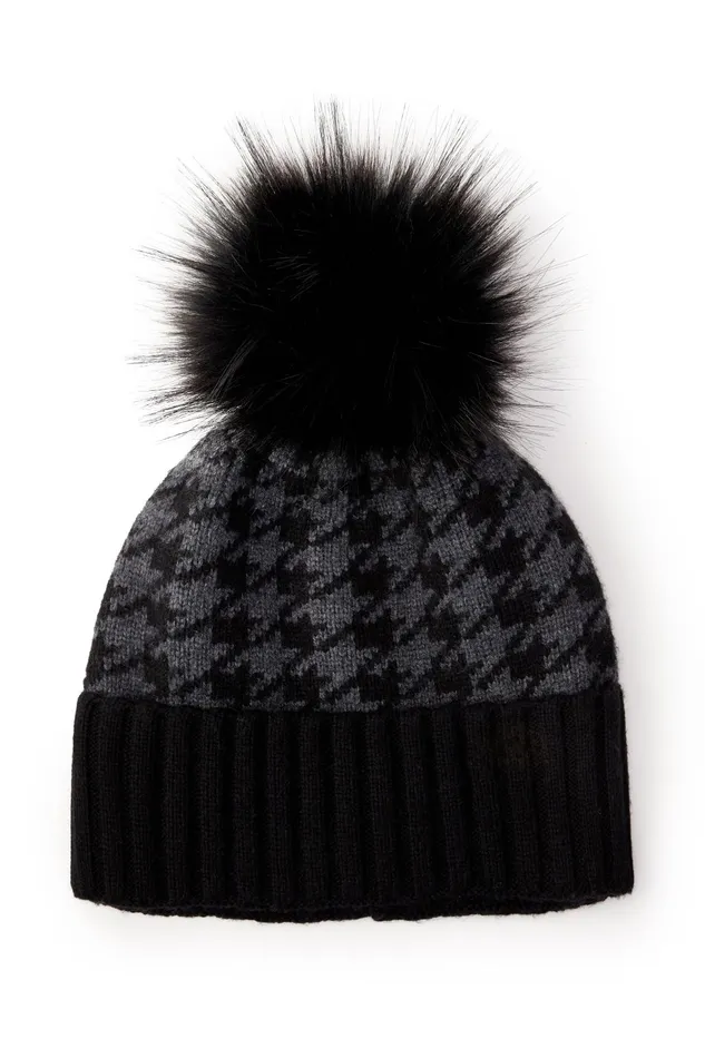 Holland Cooper Hats and Headbands Women Heritage Bobble Hat Grey Houndstoooth Holland Cooper Hats and Headbands Women Heritage Bobble Hat Grey Houndstoooth