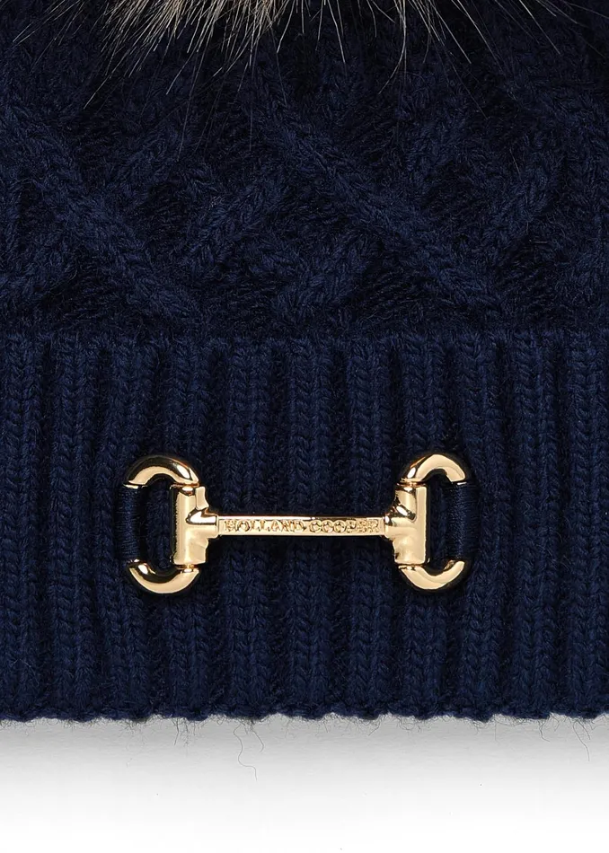 Holland Cooper Headwear Women Horsebit Bobble Hat Ink Navy Holland Cooper Headwear Women Horsebit Bobble Hat Ink Navy
