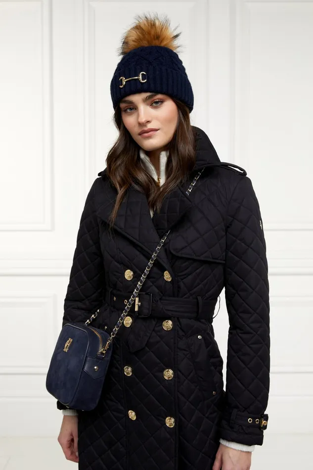 Holland Cooper Headwear Women Horsebit Bobble Hat Ink Navy Holland Cooper Headwear Women Horsebit Bobble Hat Ink Navy