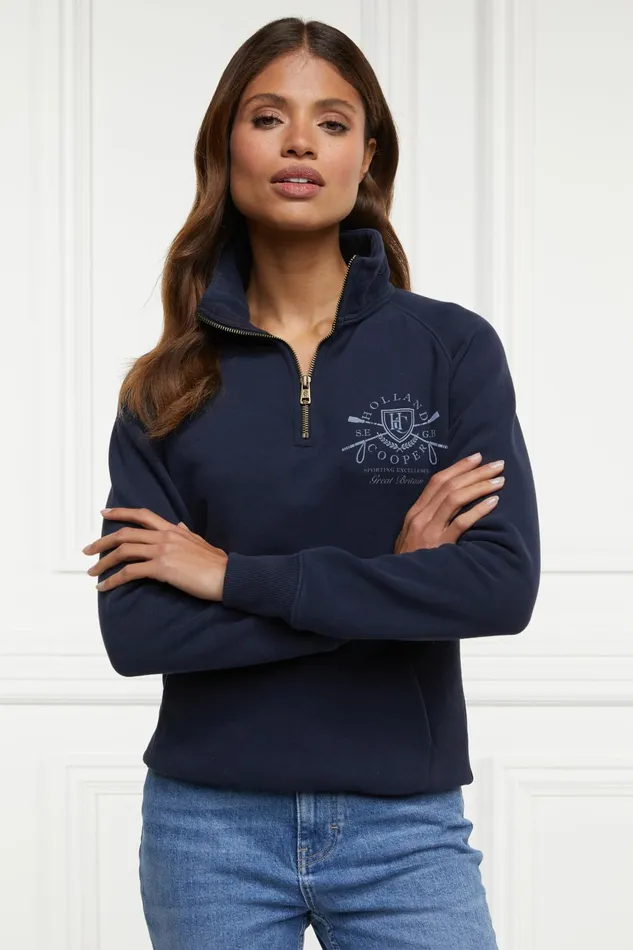 Holland Cooper Henley Women Crest Zip Henley Ink Navy