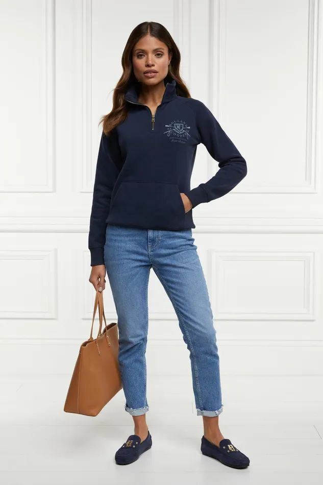 Holland Cooper Henley Women Crest Zip Henley Ink Navy Holland Cooper Henley Women Crest Zip Henley Ink Navy