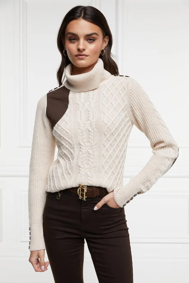 Holland Cooper Knitwear Women Country Roll Neck Knit Oatmeal
