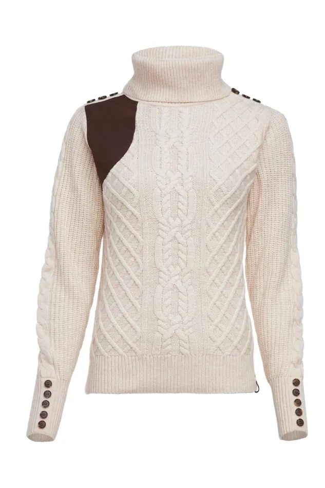 Holland Cooper Knitwear Women Country Roll Neck Knit Oatmeal Holland Cooper Knitwear Women Country Roll Neck Knit Oatmeal