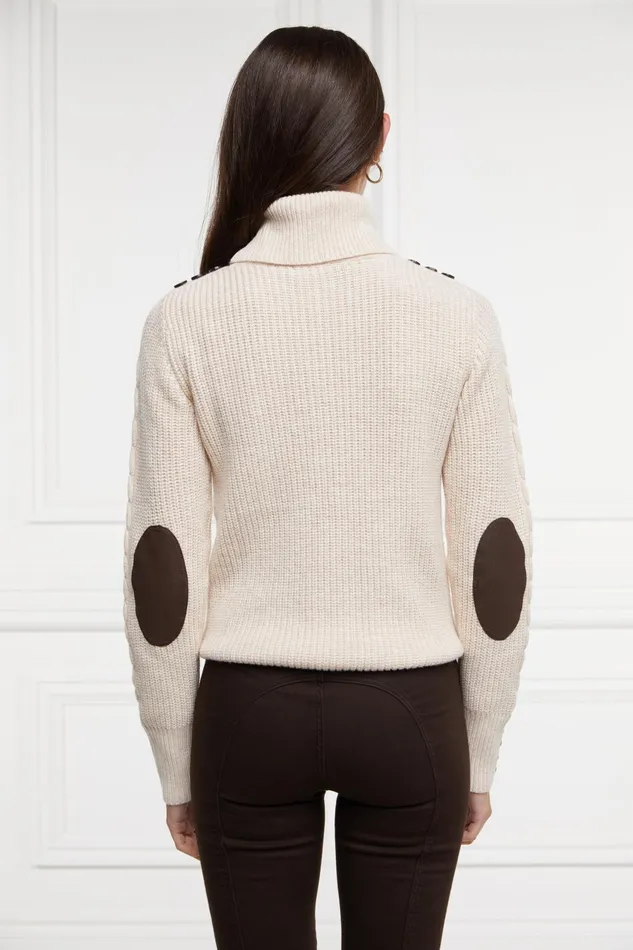 Holland Cooper Knitwear Women Country Roll Neck Knit Oatmeal Holland Cooper Knitwear Women Country Roll Neck Knit Oatmeal