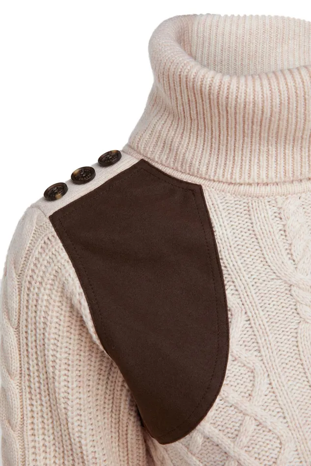 Holland Cooper Knitwear Women Country Roll Neck Knit Oatmeal Holland Cooper Knitwear Women Country Roll Neck Knit Oatmeal