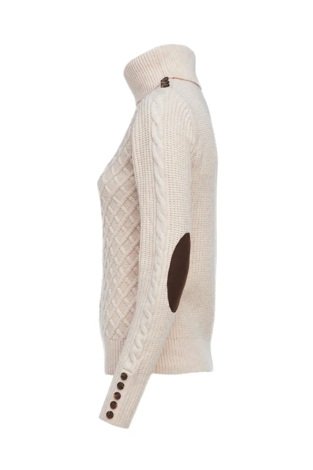 Holland Cooper Knitwear Women Country Roll Neck Knit Oatmeal Holland Cooper Knitwear Women Country Roll Neck Knit Oatmeal