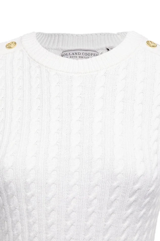 Holland Cooper Knitwear Women Seattle Cable Crew Knit White Holland Cooper Knitwear Women Seattle Cable Crew Knit White