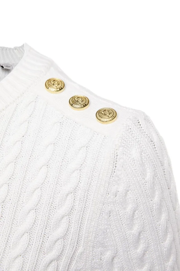 Holland Cooper Knitwear Women Seattle Cable Crew Knit White Holland Cooper Knitwear Women Seattle Cable Crew Knit White