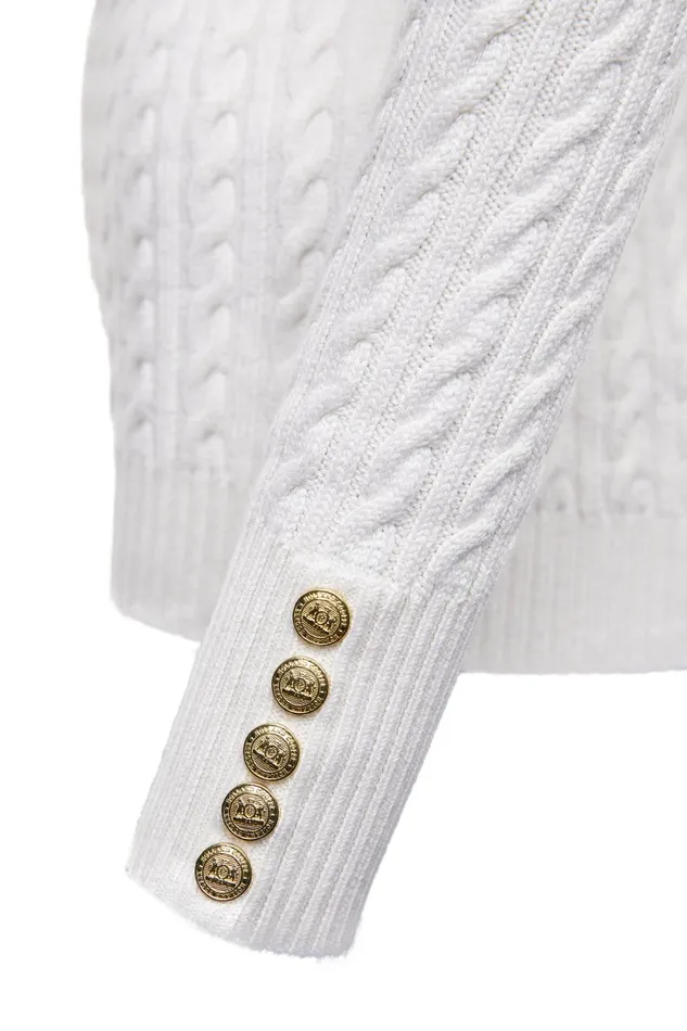 Holland Cooper Knitwear Women Seattle Cable Crew Knit White Holland Cooper Knitwear Women Seattle Cable Crew Knit White