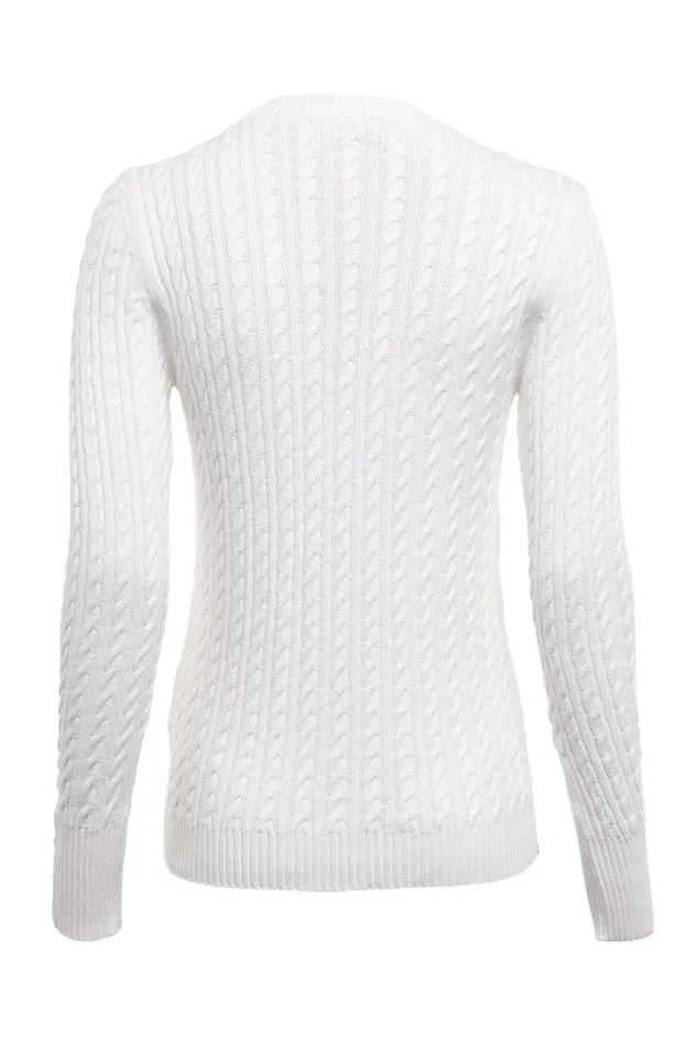 Holland Cooper Knitwear Women Seattle Cable Crew Knit White Holland Cooper Knitwear Women Seattle Cable Crew Knit White