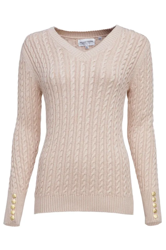 Holland Cooper Knitwear Women Seattle VNeck Knit Oatmeal Holland Cooper Knitwear Women Seattle VNeck Knit Oatmeal