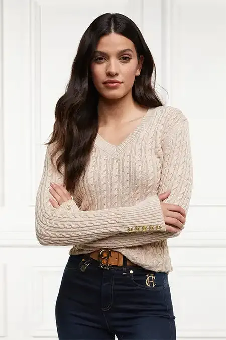 Holland Cooper Knitwear Women Seattle VNeck Knit Oatmeal Holland Cooper Knitwear Women Seattle VNeck Knit Oatmeal