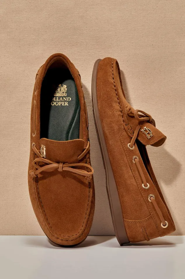 Holland Cooper Loafers Women Deck Shoe Tan