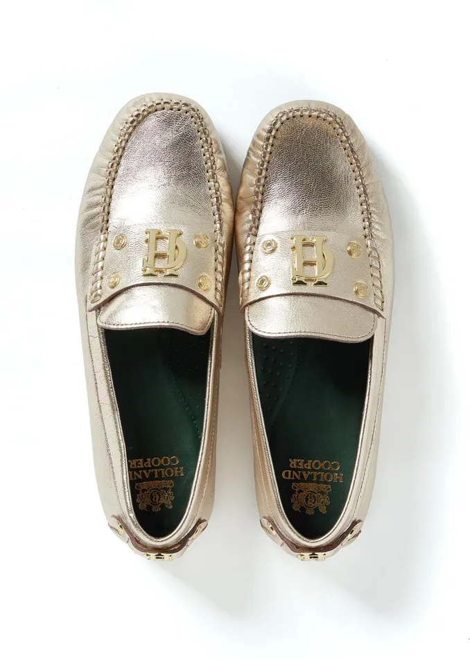 Holland Cooper Loafers Women The Driving Loafer Gold Holland Cooper Loafers Women The Driving Loafer Gold