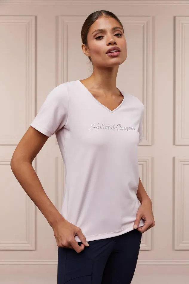 Holland Cooper Polo Shirts and Tees Women Training VNeck Tee Blush Holland Cooper Polo Shirts and Tees Women Training VNeck Tee Blush