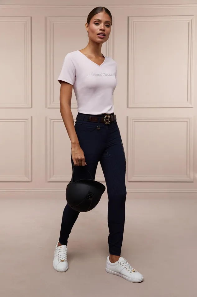 Holland Cooper Polo Shirts and Tees Women Training VNeck Tee Blush Holland Cooper Polo Shirts and Tees Women Training VNeck Tee Blush