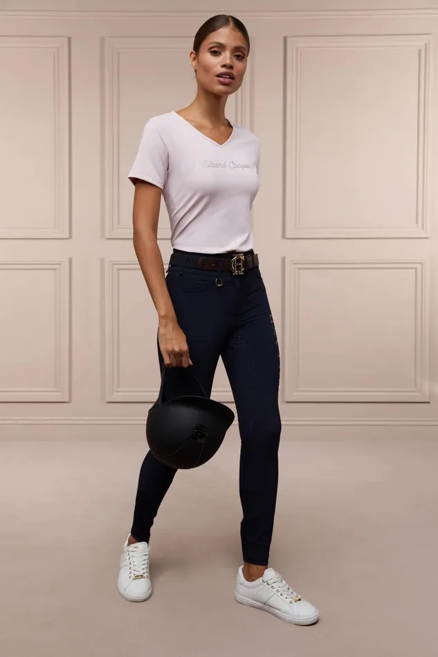 Holland Cooper Polo Shirts and Tees Women Training VNeck Tee Blush Holland Cooper Polo Shirts and Tees Women Training VNeck Tee Blush