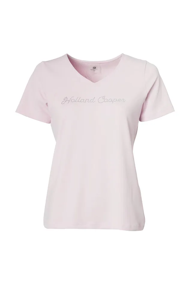 Holland Cooper Polo Shirts and Tees Women Training VNeck Tee Blush Holland Cooper Polo Shirts and Tees Women Training VNeck Tee Blush