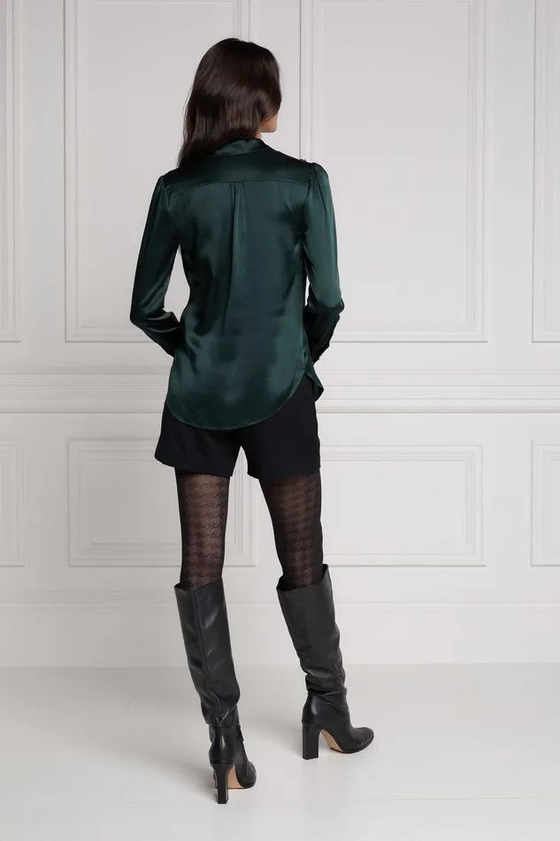 Holland Cooper Shirts and Blouses Women Silk VNeck Blouse Emerald Holland Cooper Shirts and Blouses Women Silk VNeck Blouse Emerald