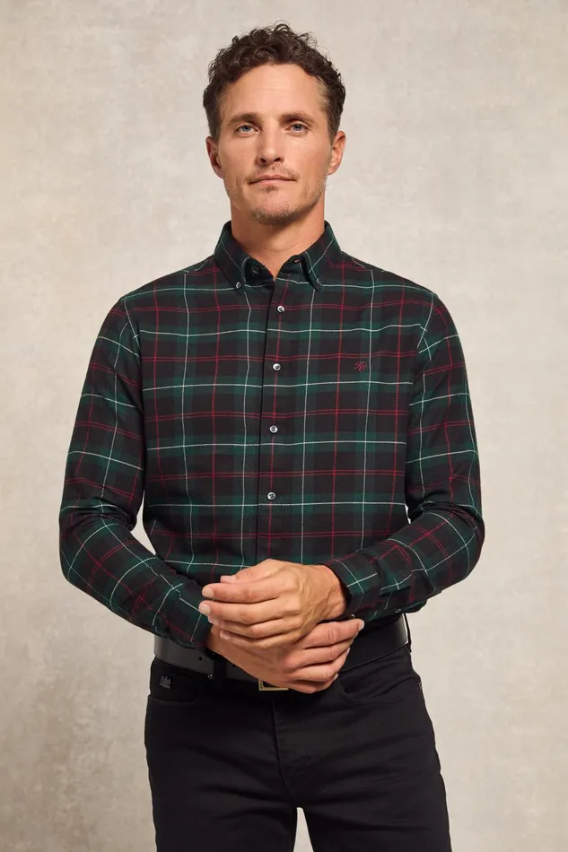 Holland Cooper Shirts Men Classic Button Down Shirt Emerald